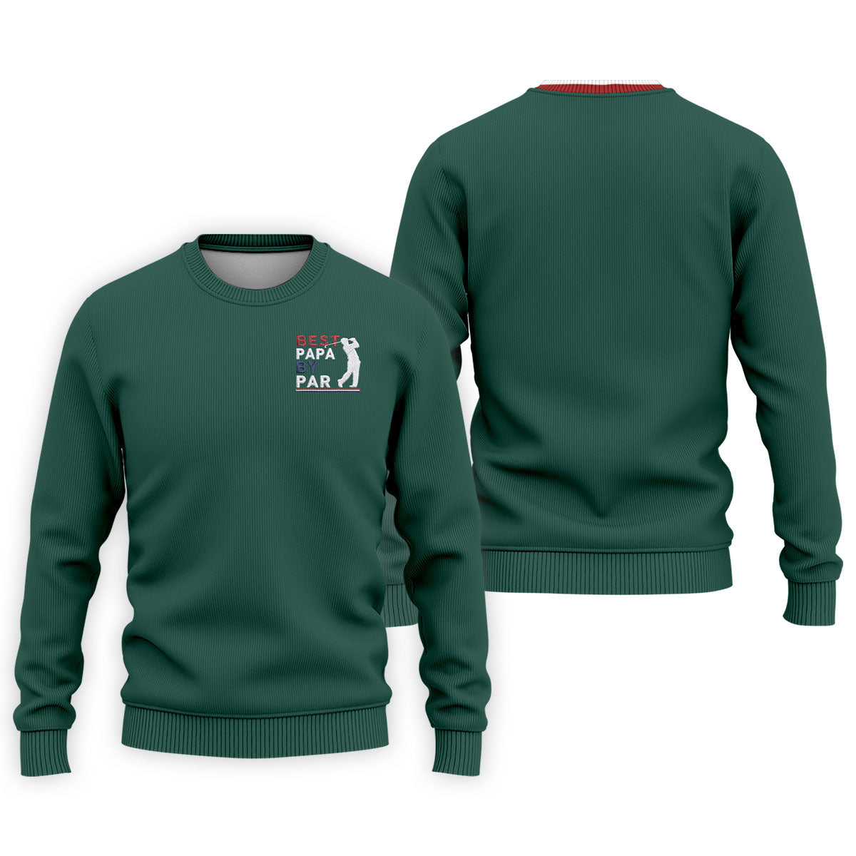 Green Best Papa By Par Embroidered Golf Polo Shirt, Golf Shirts For Men, Printed Golf Shirts