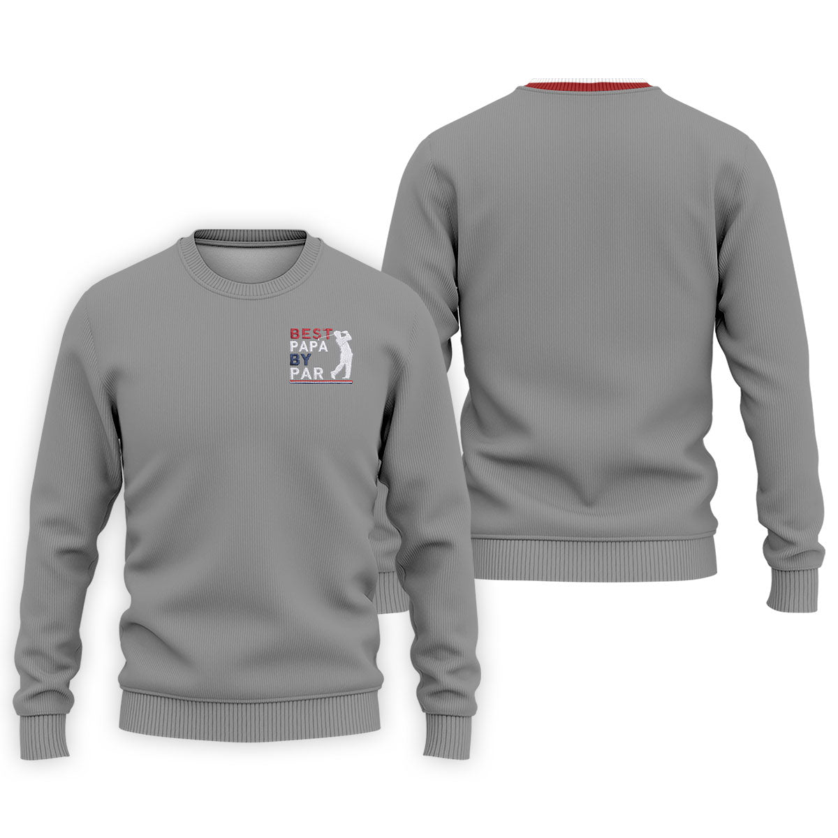 Gray Best Papa By Par Embroidered Golf Polo Shirt, Golf Polo Shirts For Men, Mens Golf Shirts