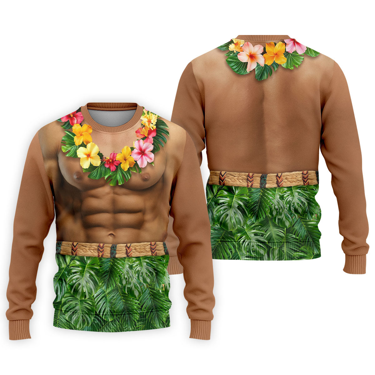 Floral Lei Tropical Theme Party Funny Costume Hawaiian Golf Shirt, Polo Shirts For Men