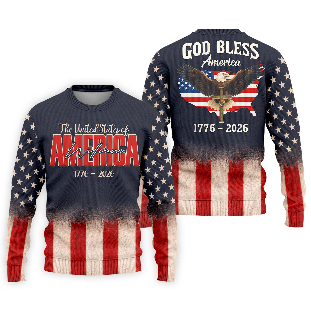 God Bless America Faith Cross Bald Eagle Patriotic Golf Shirt, 250 Years Golf Shirts For Men