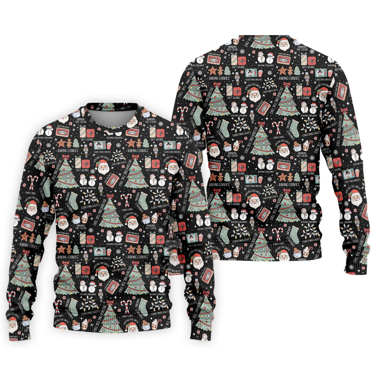 Cute Santa Claus Gift Black Men's Golf Polo Shirts, Christmas Golf Shirt, Polo Shirts For Men