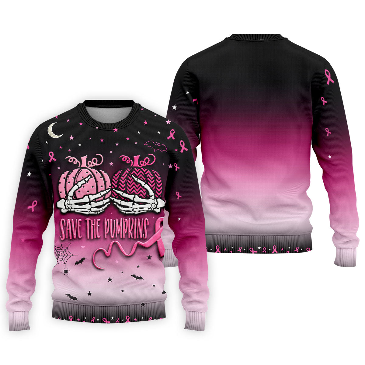 Save The Pumpkins Halloween Breast Cancer Golf Polo Shirt, Golf Apparel For Men