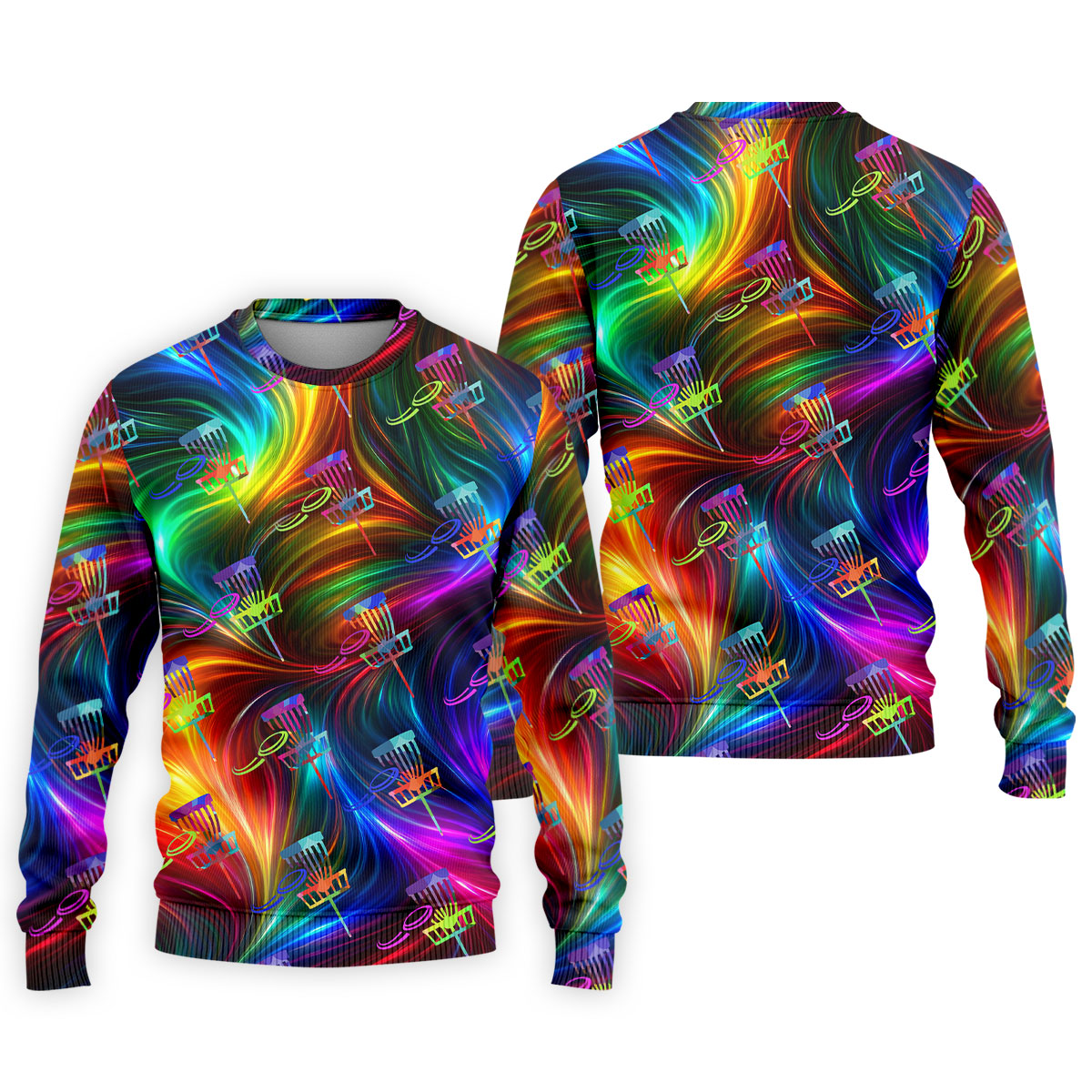 Colorful Disc Golf Basket Swirl Pattern Polo Shirt, Printed Golf Shirts, Hawaiian Golf Shirt, Mens Golf Apparel