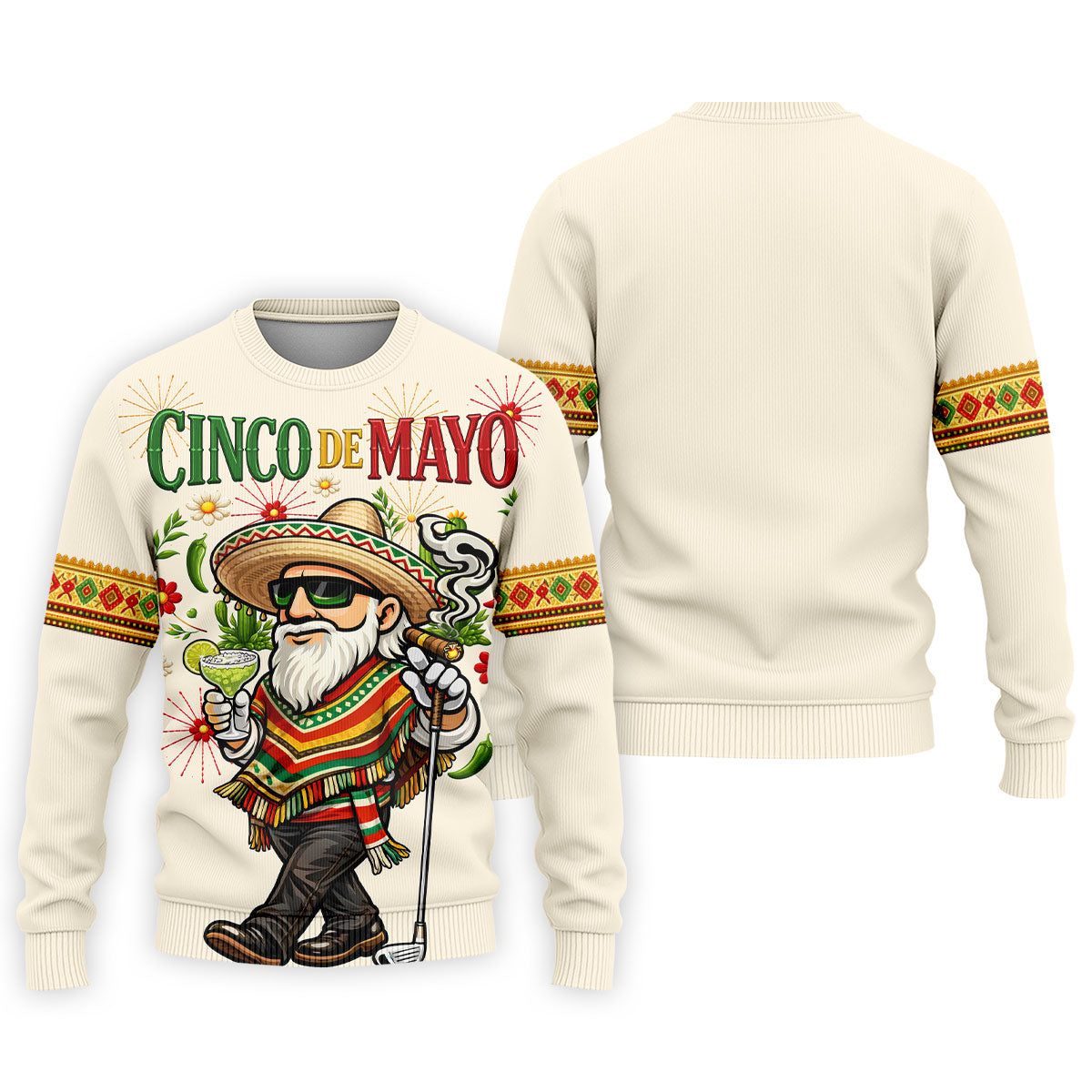 Margarita Man Cinco De Mayo Celebration Beige Golf Shirt, Fiesta Theme Golf Shirts For Men