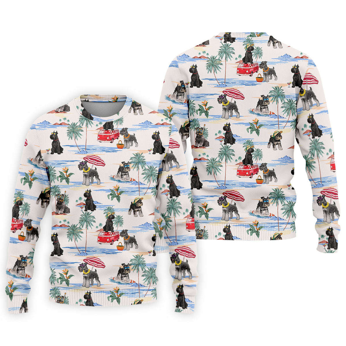 Schnauzer Beach Vacation Tropical Golf Polo Shirt, Hawaiian Golf Shirt, Golf Shirts For Men