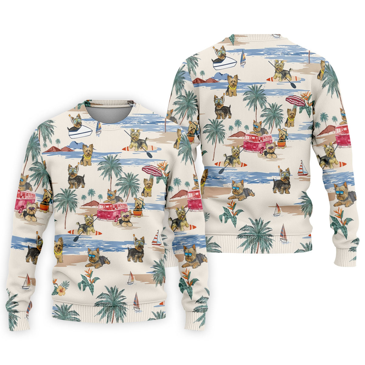 Cute Yorkshire Terrier Beach Vacation Golf Polo Shirt, Hawaiian Golf Shirt, Golf Shirts For Men