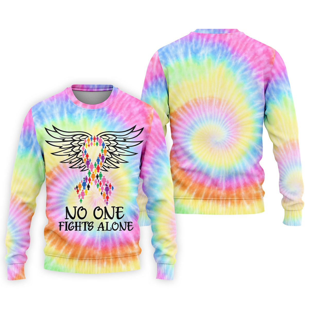 No One Fights Alone Cancer Ribbon Wings Polo Shirt, Golf Shirts For Men, Mens Golf Shirts