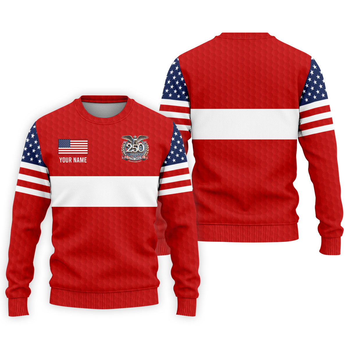 250 Years Red White Blue Stars And Stripes Golf Shirt, Patriotic 4th Of July Golf Shirts For Men