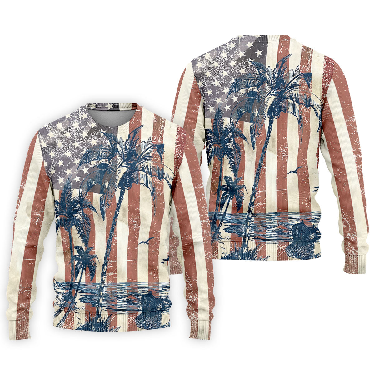 Hawaiian Theme Distressed US Flag Patriotic Golf Shirt, 250 Years 4th Of July Golf Shirts For Men