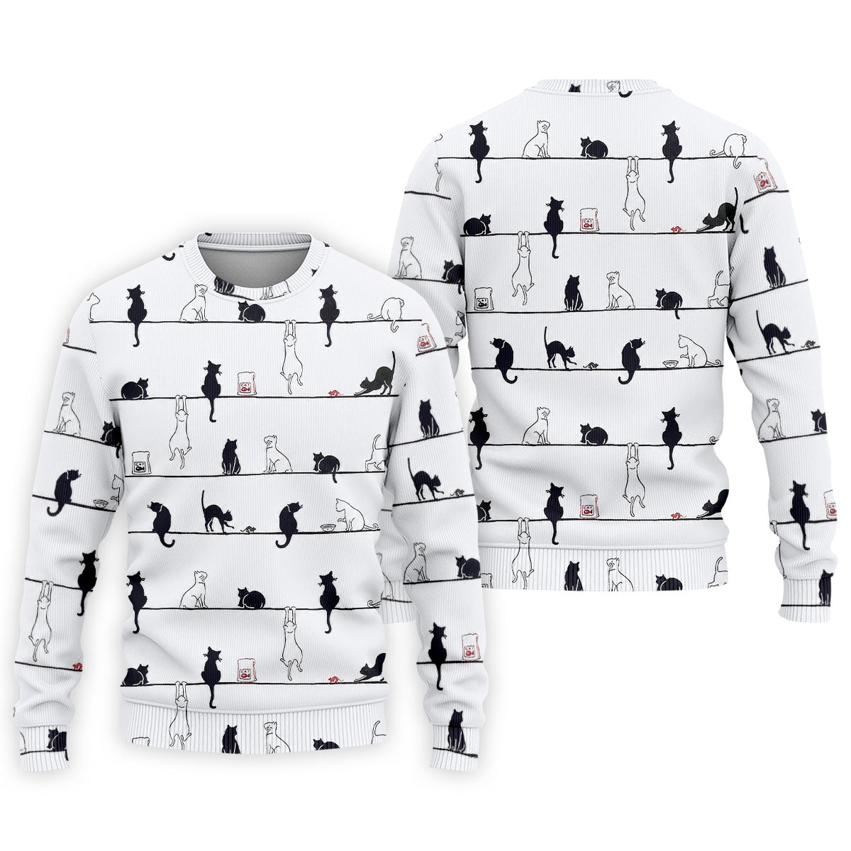 Cute Black and White Cats Pattern Golf Shirt, Men's Golf Shirt, Golf Polo Shirts For Men