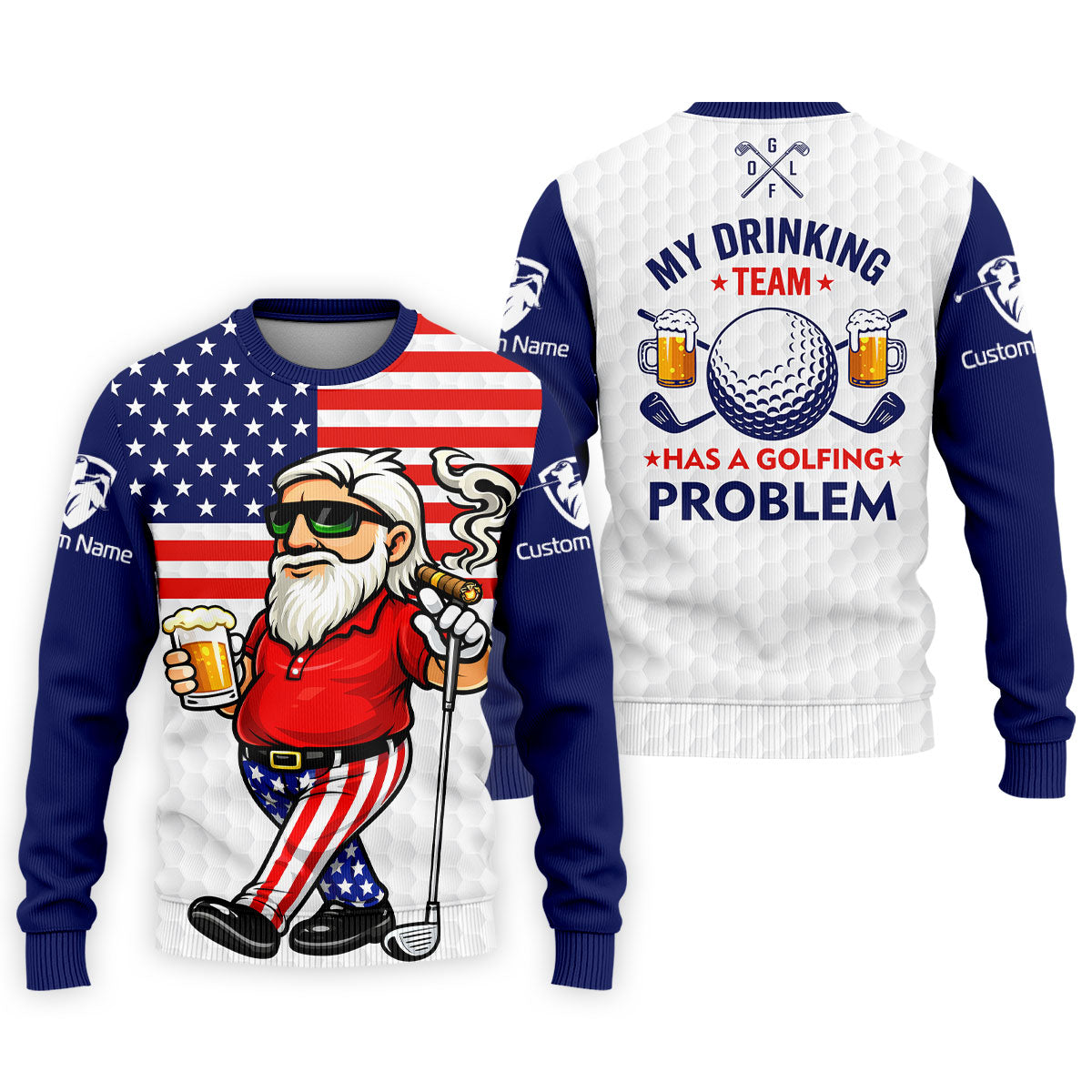 My Drinking Team Has A Golfing Problem Patriotic Man Golf And Beer 250 Years 4th Of July Golf Shirts For Men