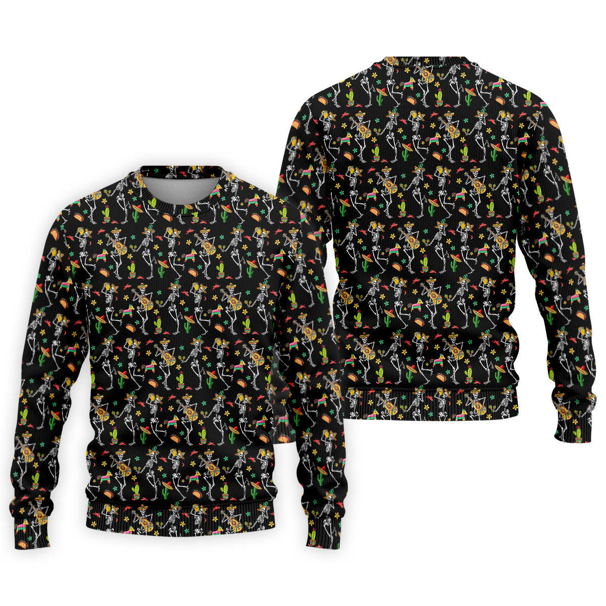 Dia De Muertos Skeletons Cinco De Mayo Celebration Fiesta Themed Black Golf Shirts For Men
