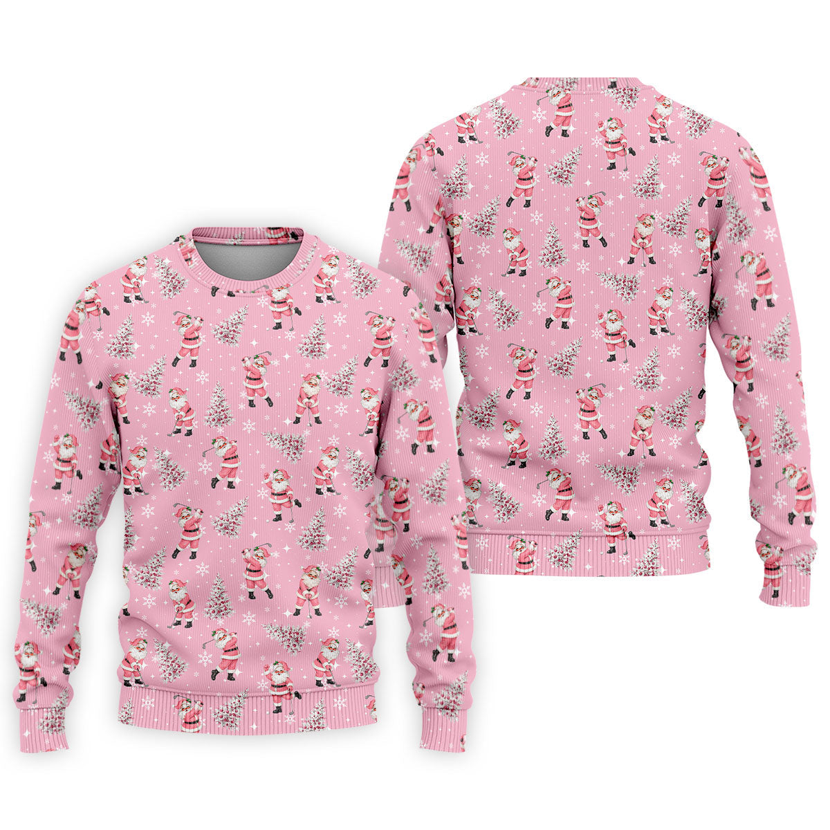 Funny Pink Santa Golfer Christmas Golf Shirt, Mens Golf Shirts, Polo Shirts For Men