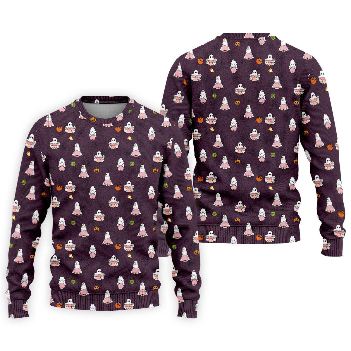 Cute Ghost Butt Halloween Pattern Golf Polo Shirt, Mens Golf Polo, Printed Golf Shirts