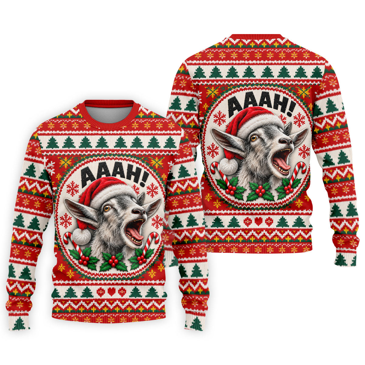 Funny Screaming Goat Christmas Golf Shirt, Golf Shirts For Men, Mens Golf Apparel