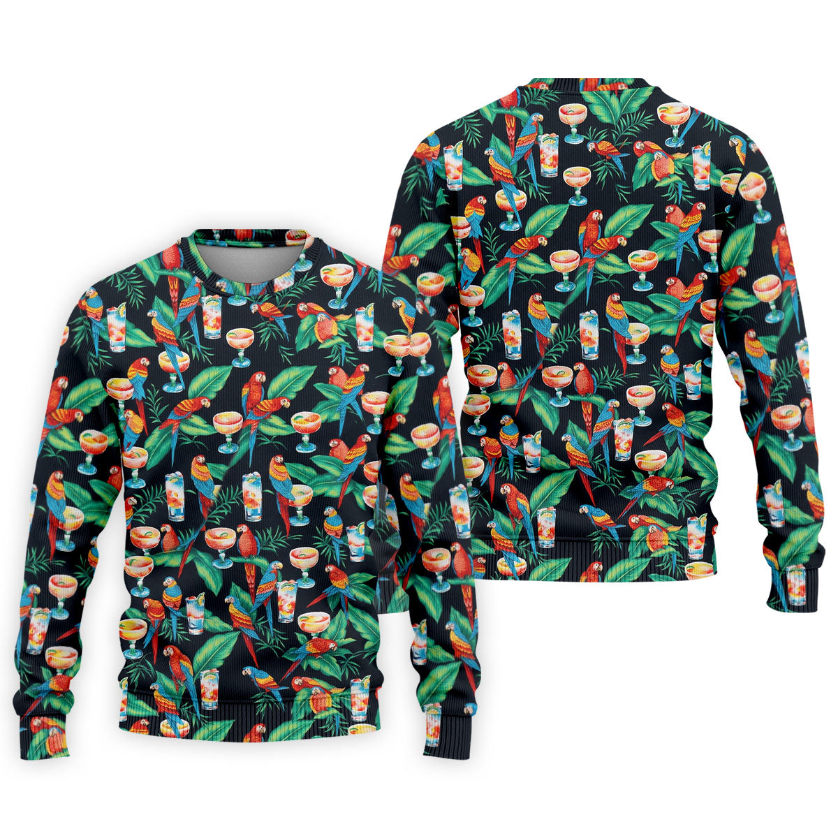 Colorful Parrots Margaritas Cinco De Mayo Celebration Fiesta Themed Tropical Pattern Golf Shirts For Men