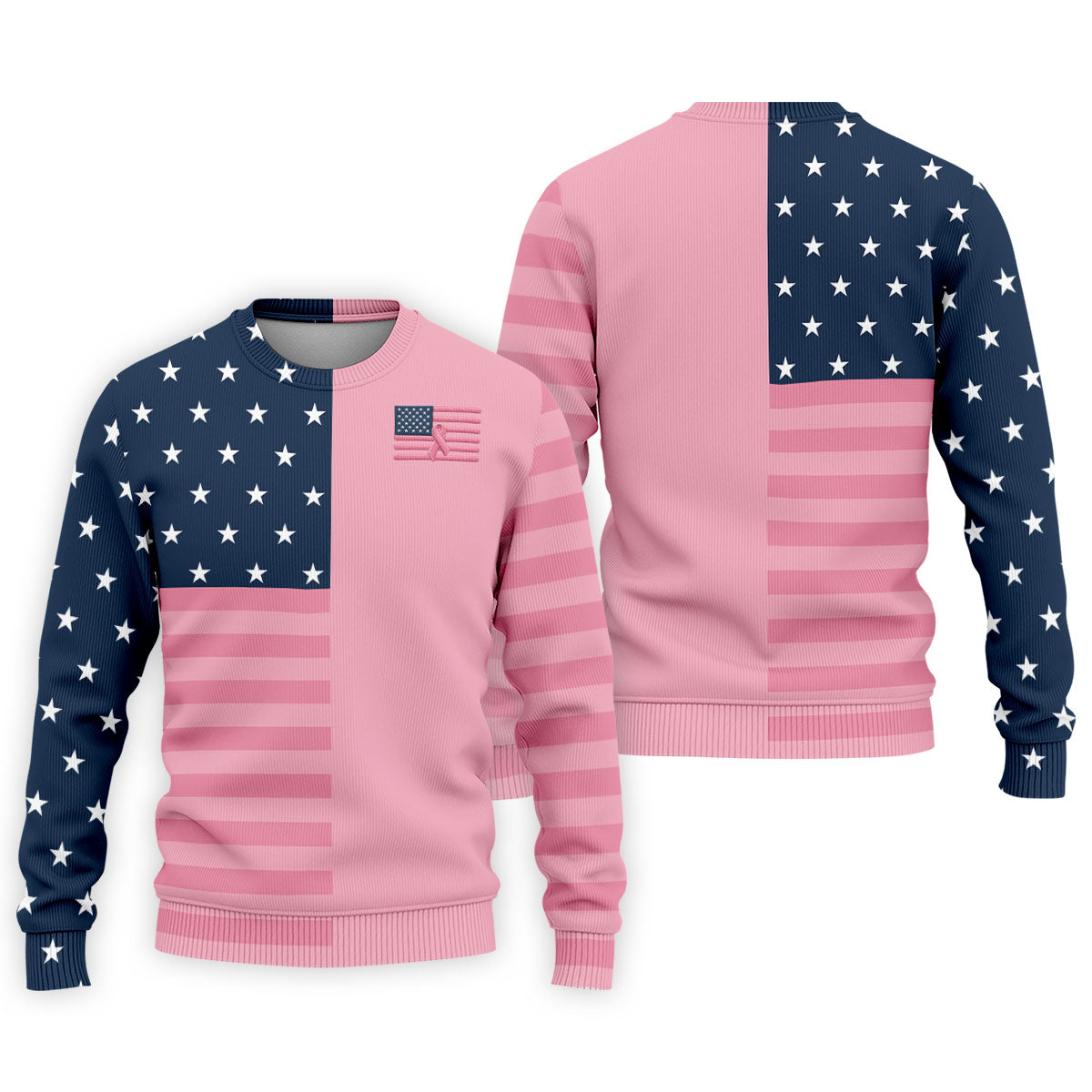 Printed Pink USA Flag Breast Cancer Polo Shirt, Polo Shirts For Men, Printed Golf Shirts