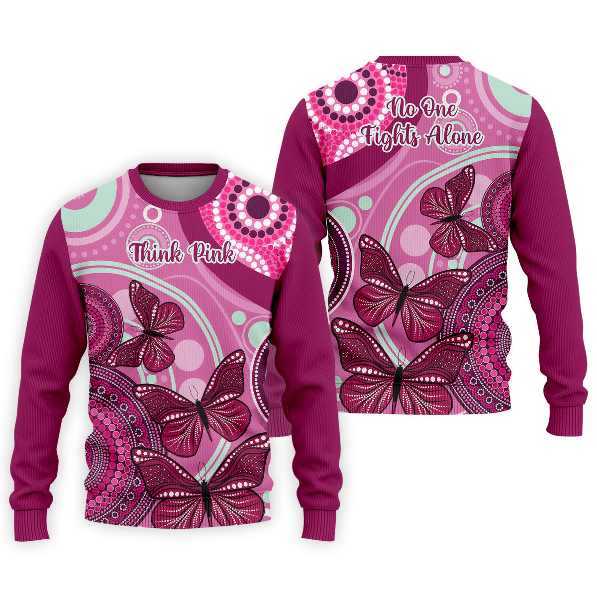 Think Pink No One Fights Alone Breast Cancer Shirt, Men's Golf Shirt, Mens Golf Polo