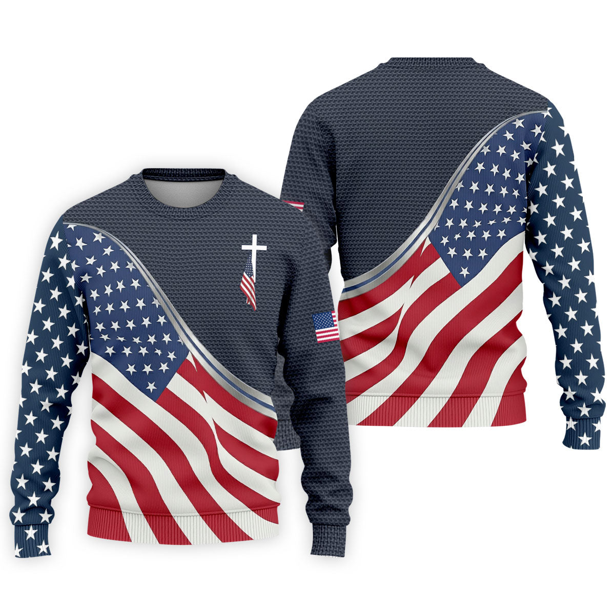 Christian American Flag Cross Golf Polo Shirt, Mens Golf Shirts, Golf Polo Shirts For Men