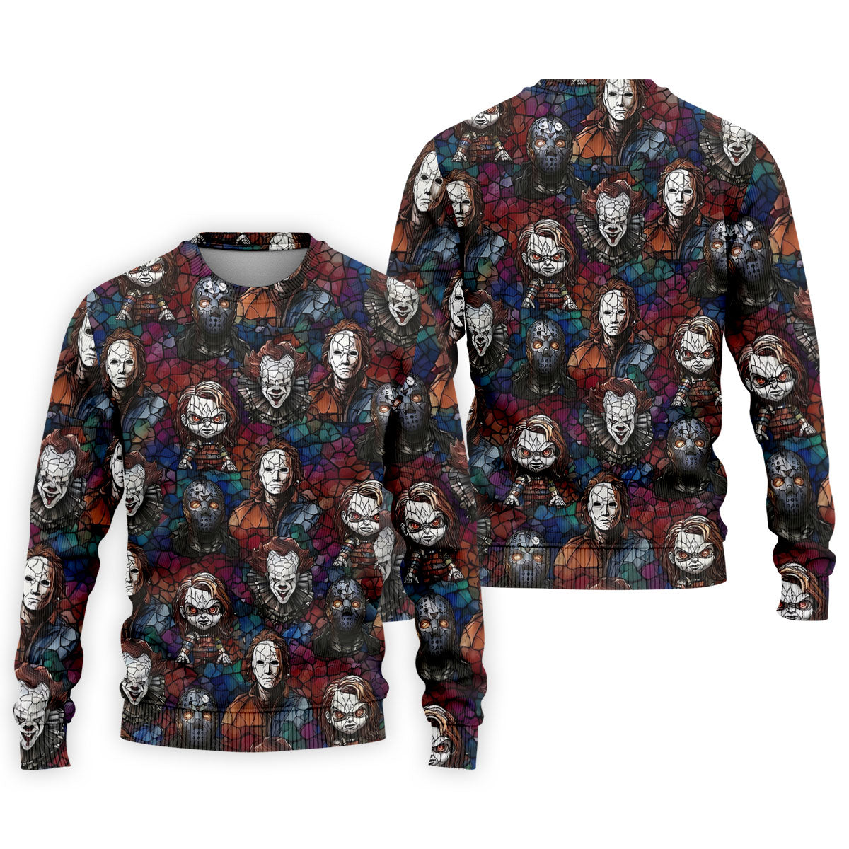 Stained Glass Horror Character Halloween Golf Shirt, Mens Polo Shirts, Golf Apparel For Men