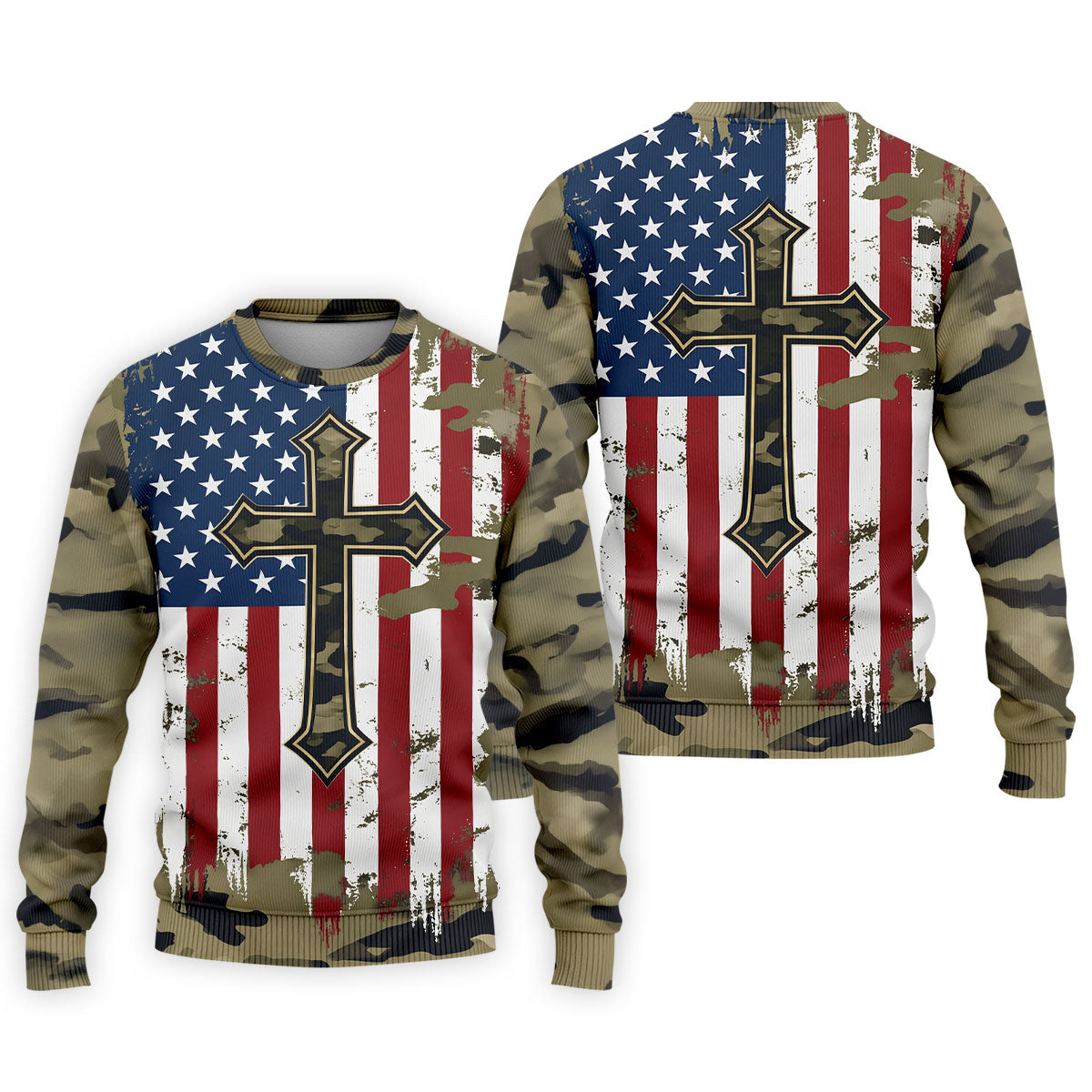 Faith Cross Green Camouflage US 250th Anniversary Golf Shirt, Patriotic Golf Shirt, Golf Shirts For Men