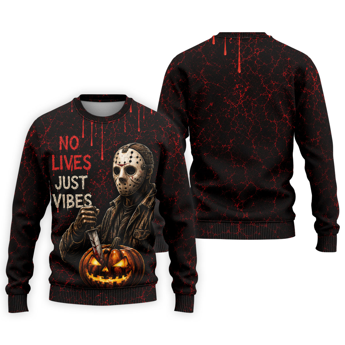 No Lives Just Vibes Halloween Horror Character Shirt, Golf Shirts For Men, Hawaiian Golf Shirt