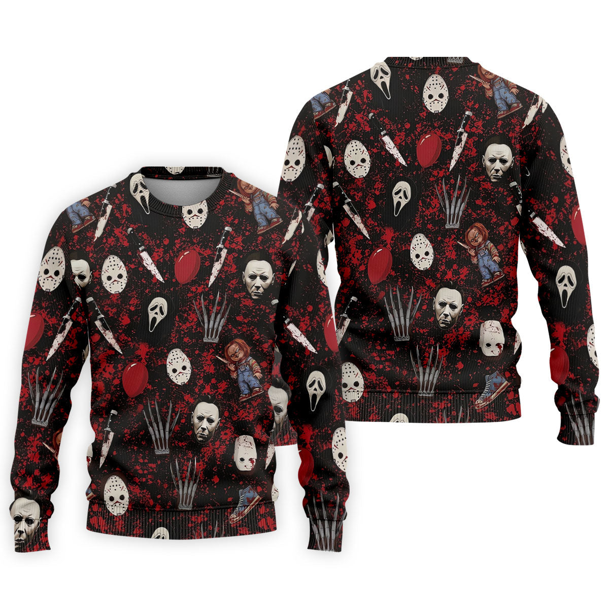 Halloween Horror Character Mask Pattern Hawaiian Golf Shirt, Men's Golf Shirt, Mens Golf Polo