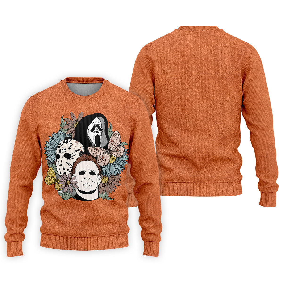 Floral Horror Mask Trio Halloween Golf Polo Shirt, Men's Golf Shirt, Mens Golf Apparel