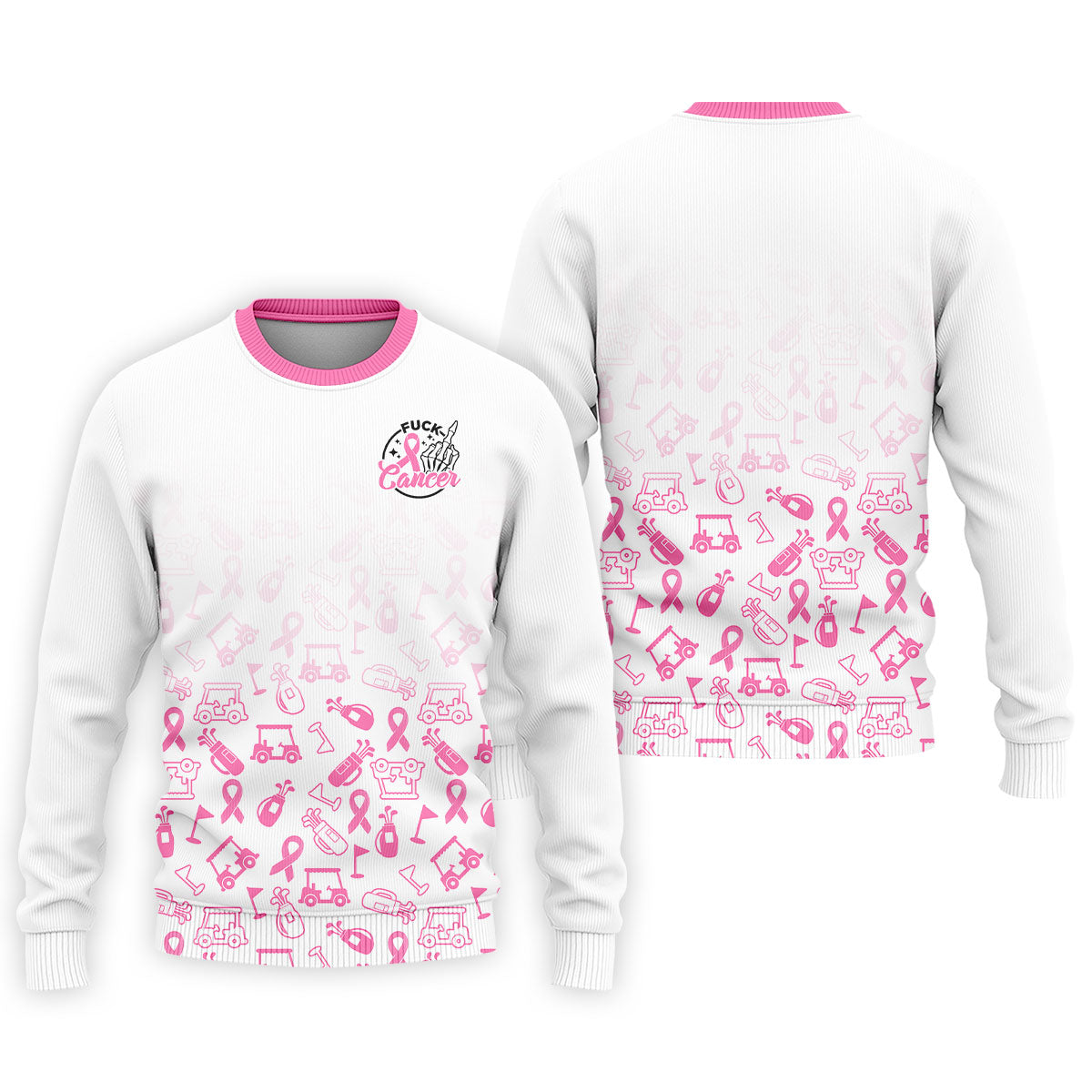 Fuck Cancer Pink Ribbon Breast Cancer Polo Shirt, Mens Polo Shirts, Golf Apparel For Men