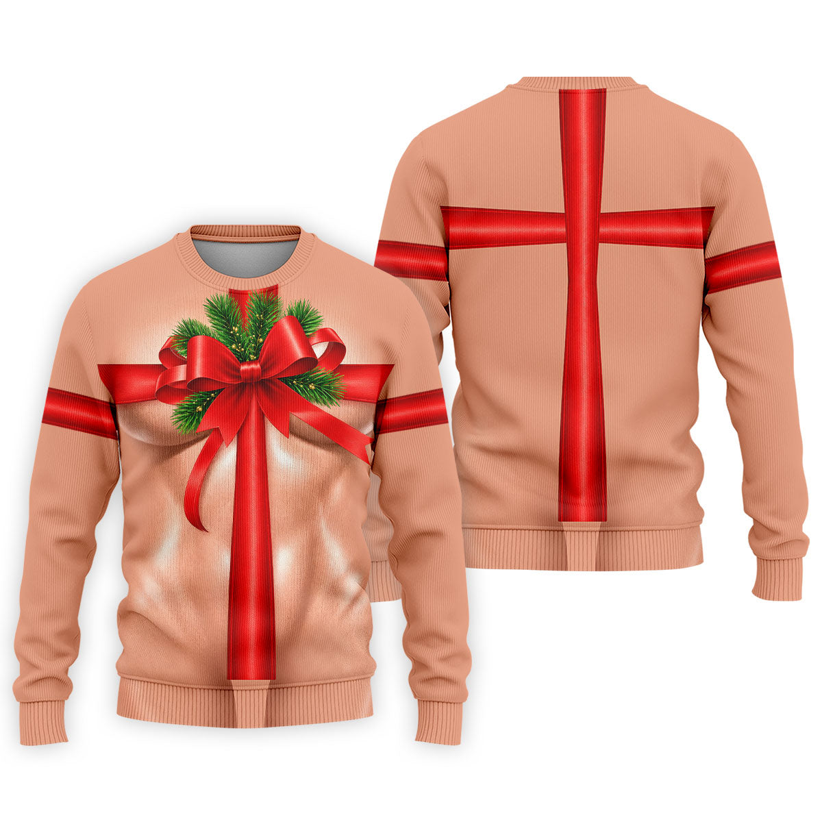 Christmas Red Bow Gift Golf Polo Shirt, Printed Golf Shirts, Polo Shirts For Men