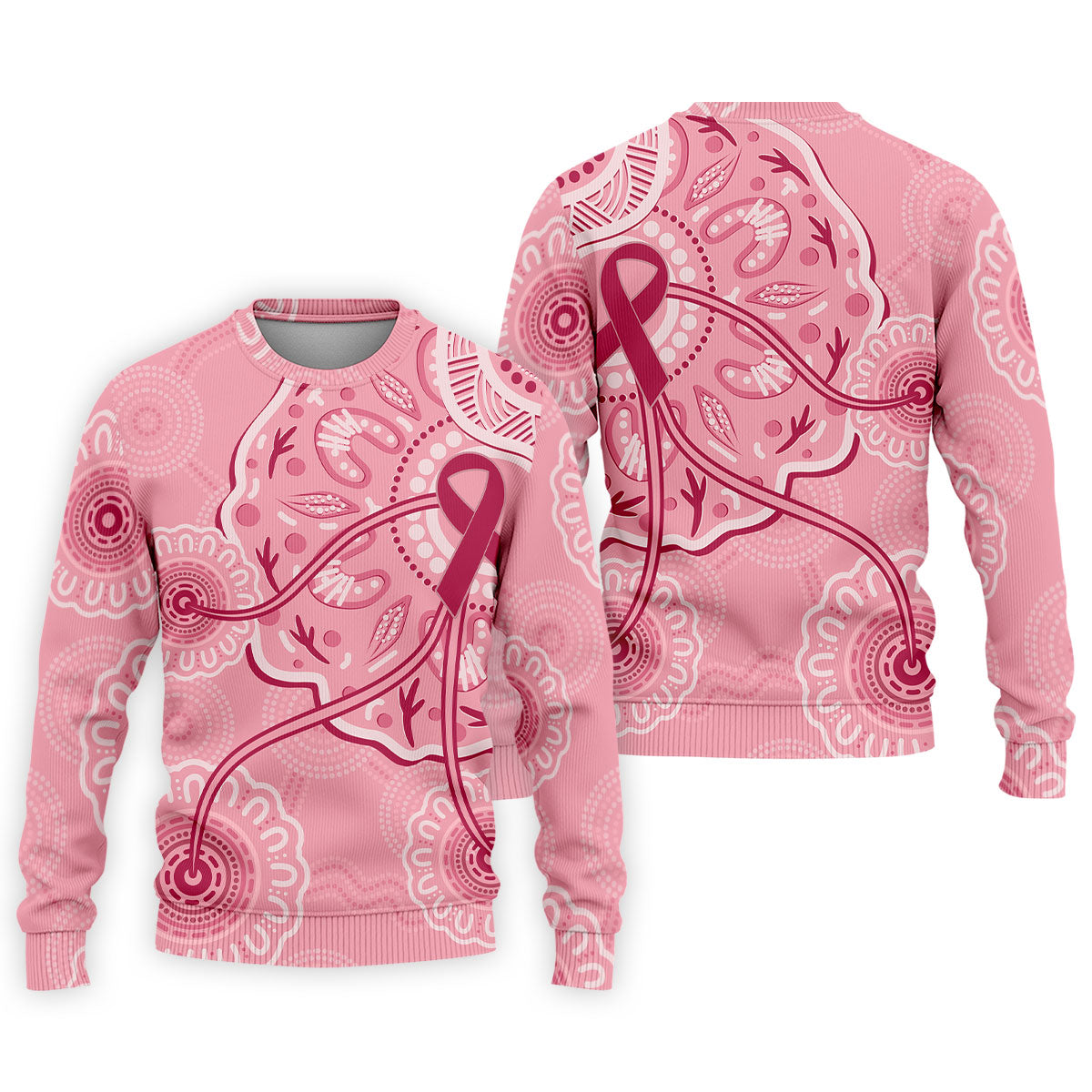 Australia Indigenous Pink Ribbon Men's Golf Shirt, Breast Cancer Awareness Shirt, Golf Shirts For Men