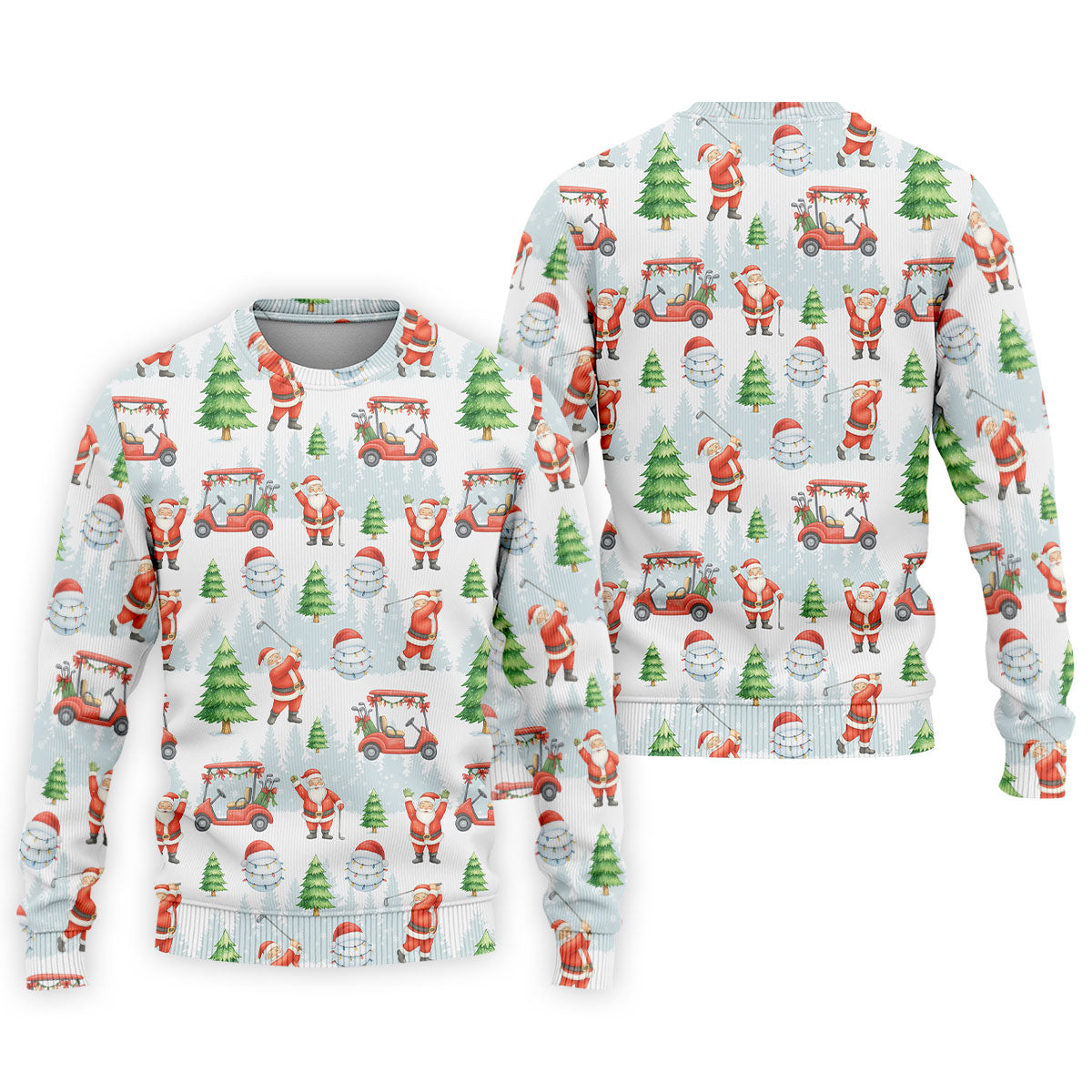 Santa Claus Golf Pose Men's Funny Golf Shirts, Men's White Polo, Christmas Golf Shirt, Golf Gift Christmas