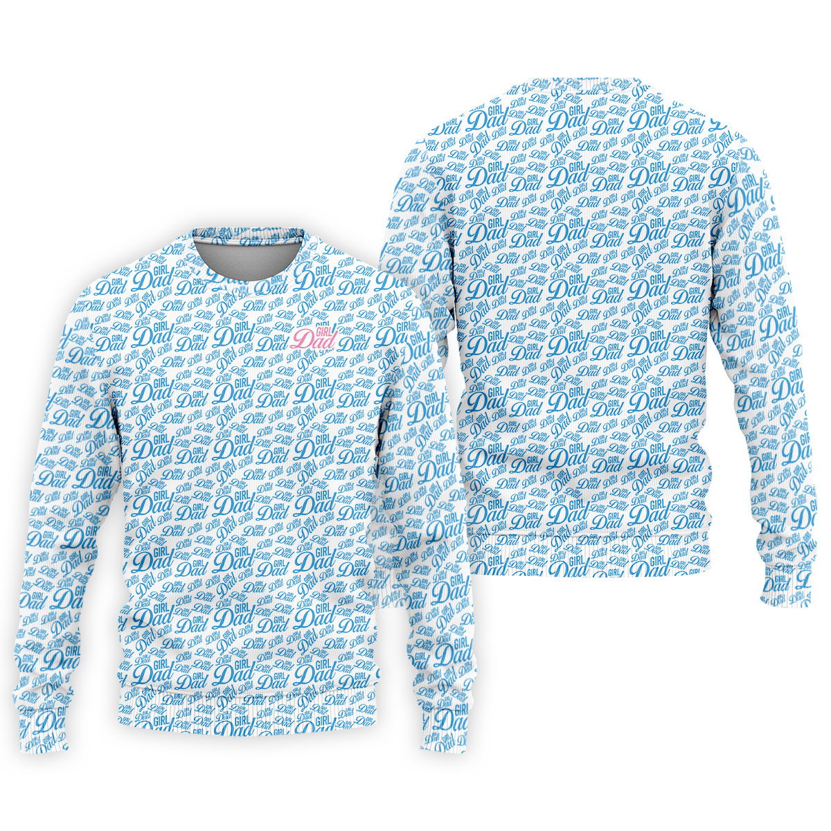 Blue Girl Dad All Over Print Golf Polo Shirt, Printed Golf Shirts, Golf Apparel For Men