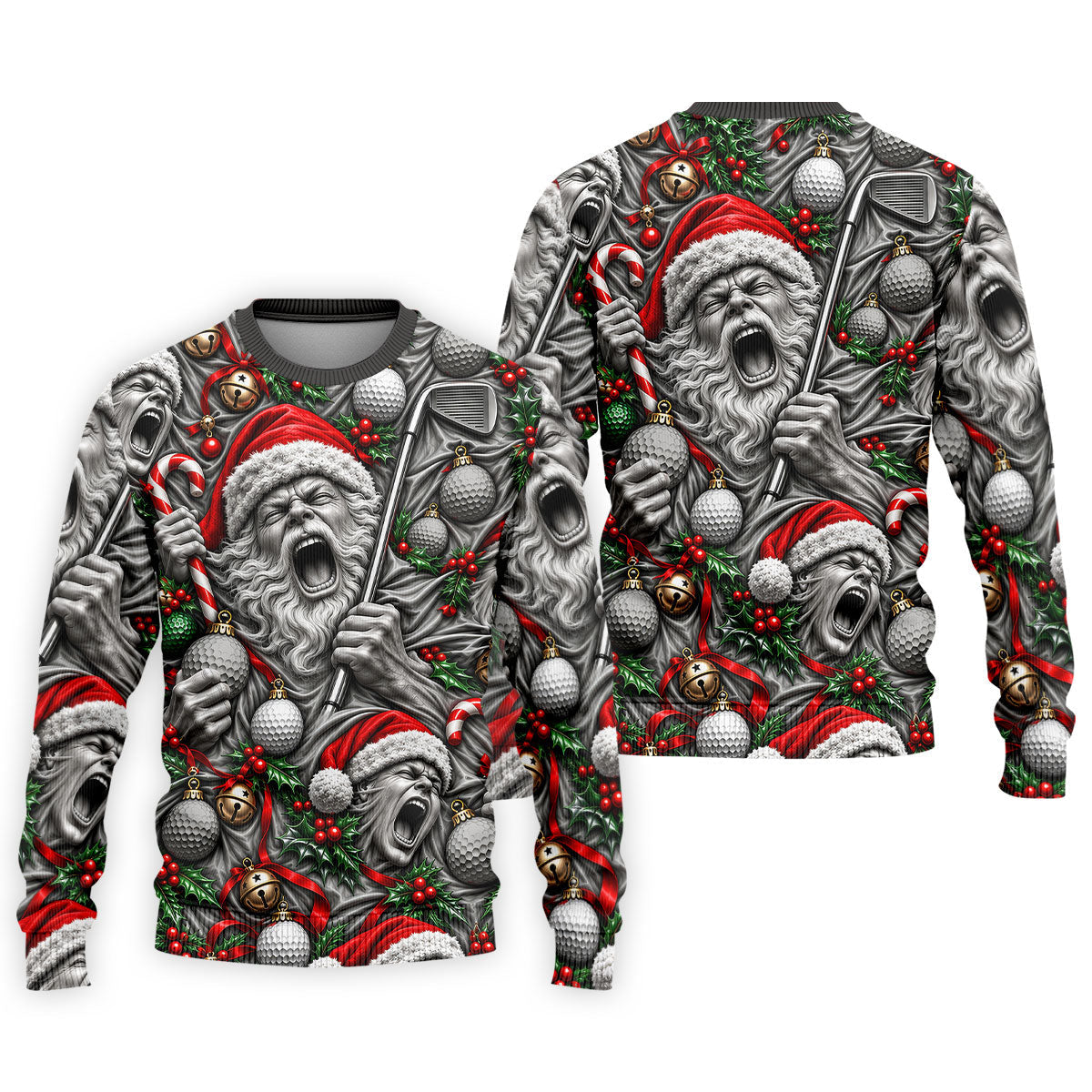 Screaming Santa Faces Christmas Golf Shirt, Mens Golf Polo, Golf Shirts For Men