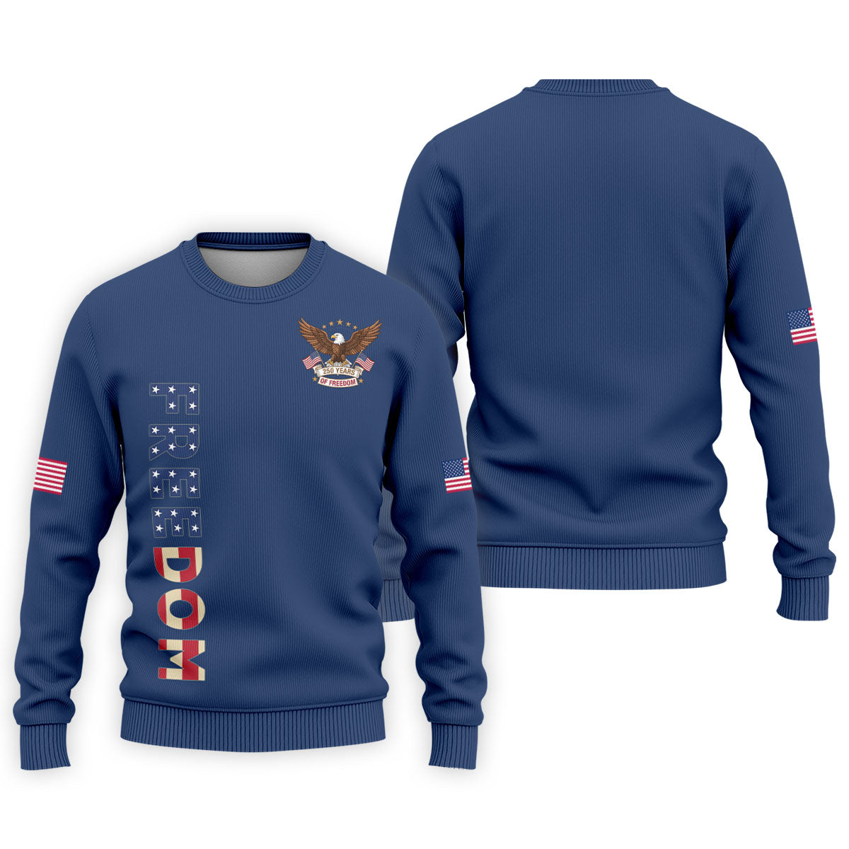 250 Years Of Freedom US Flag Logo Navy Golf Shirt, Patriotic 4th Of July Golf Shirts For Men