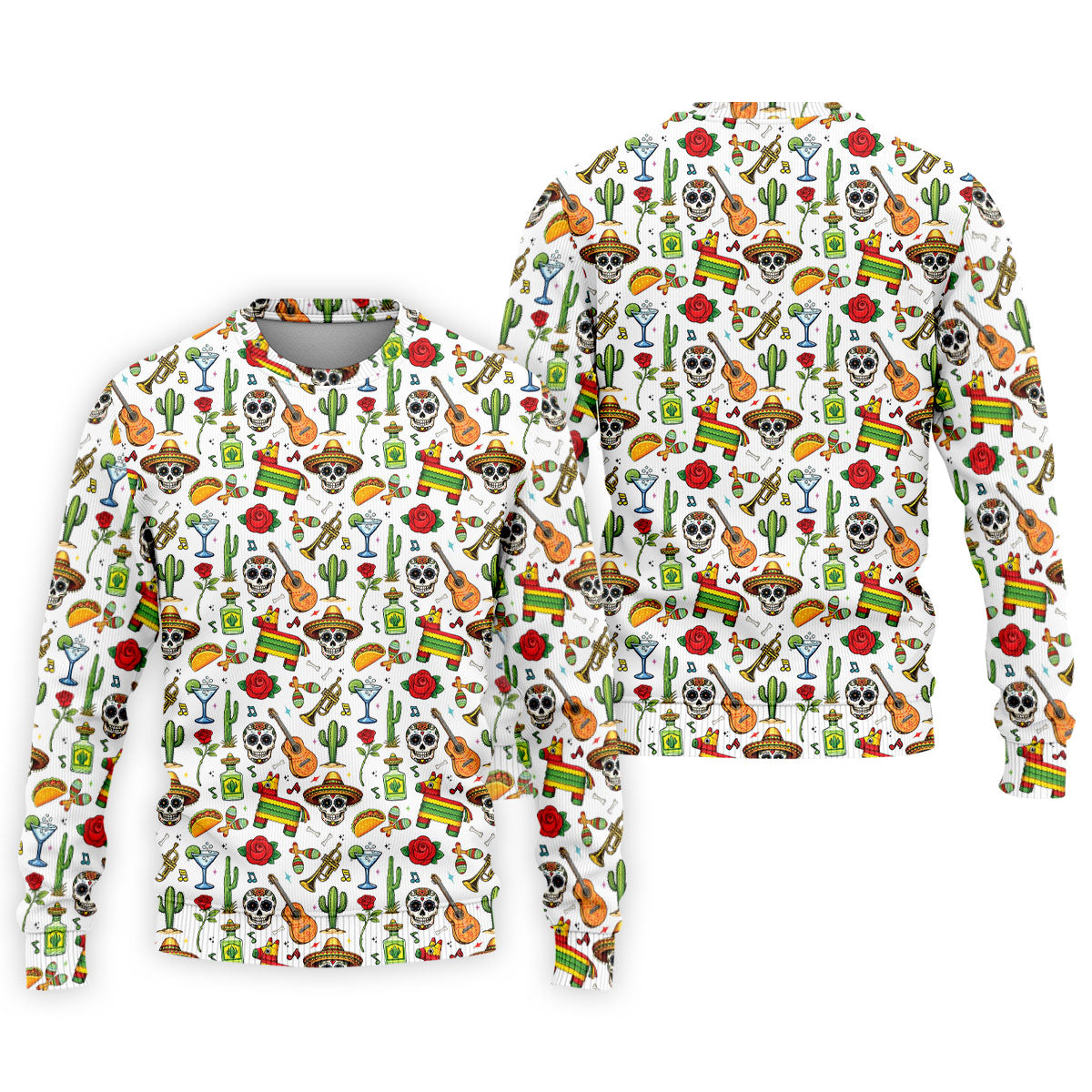 Decorated Skulls Party Items Cinco De Mayo Celebration Fiesta Themed White Golf Shirts For Men