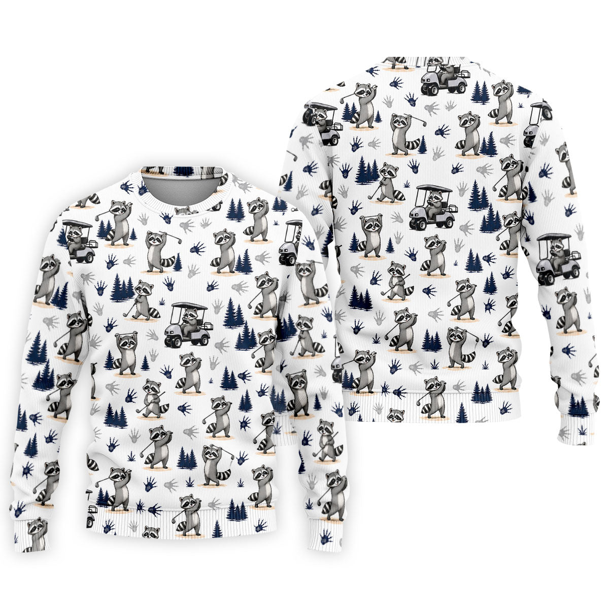 Funny Raccoon Golf Cart Pattern Polo Shirt, Men's Golf Shirt, Golf Apparel For Men