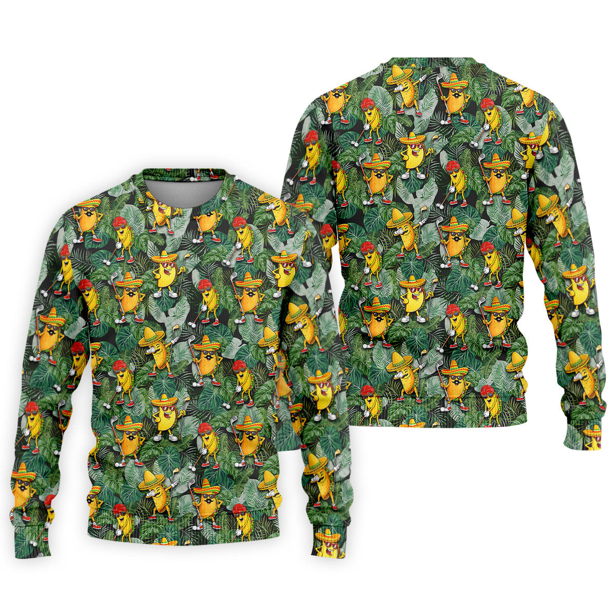 Funny Taco Golf Pose Tropical Men's Polo Shirt, Cinco De Mayo Fiesta Golf Shirt, Golf Shirts For Men