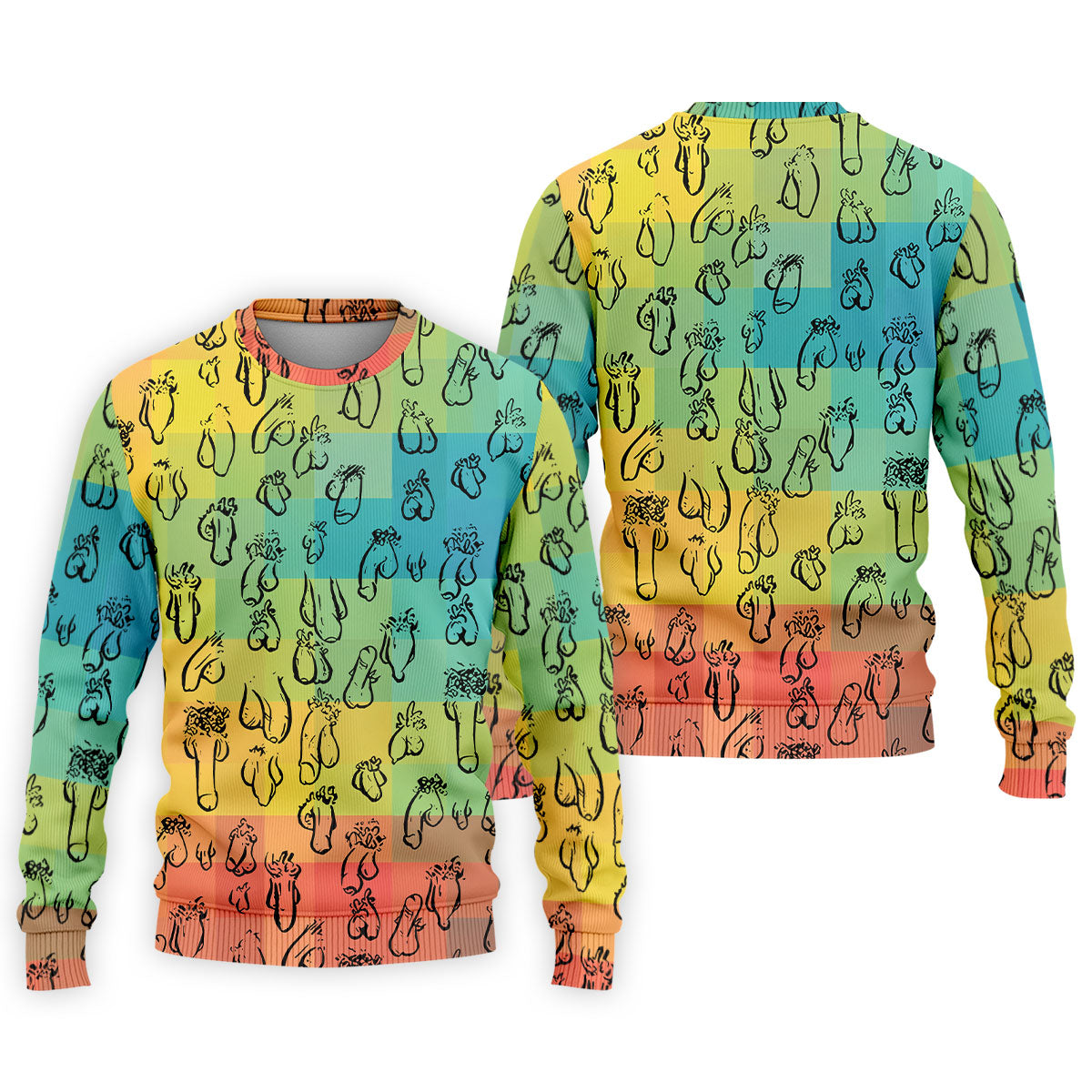 Funny Penis Doodle Color Block Golf Polo Shirt, Men's Golf Polo, Printed Golf Shirts