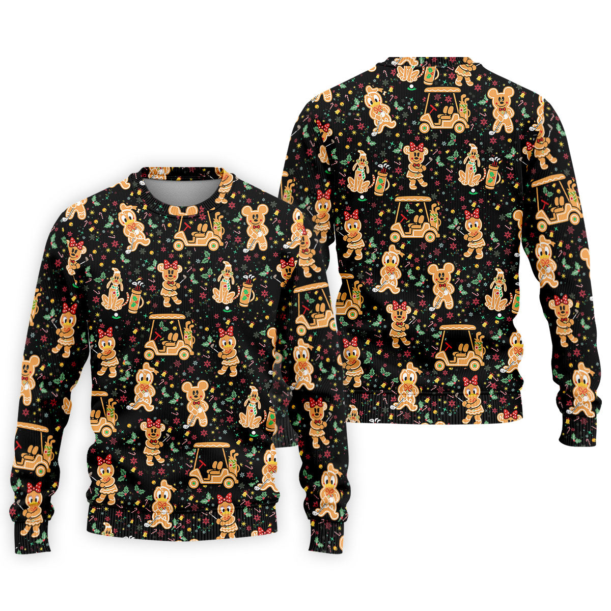 Cartoon Gingerbread Black Golf Shirt, Christmas Golf Shirt, Polo Shirts For Men, Golf Gift For Men