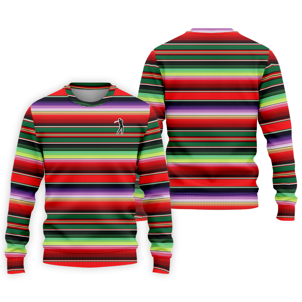 Colorful Stripes Sarape Pattern Cinco De Mayo Celebration Fiesta Themed Golf Shirts For Men