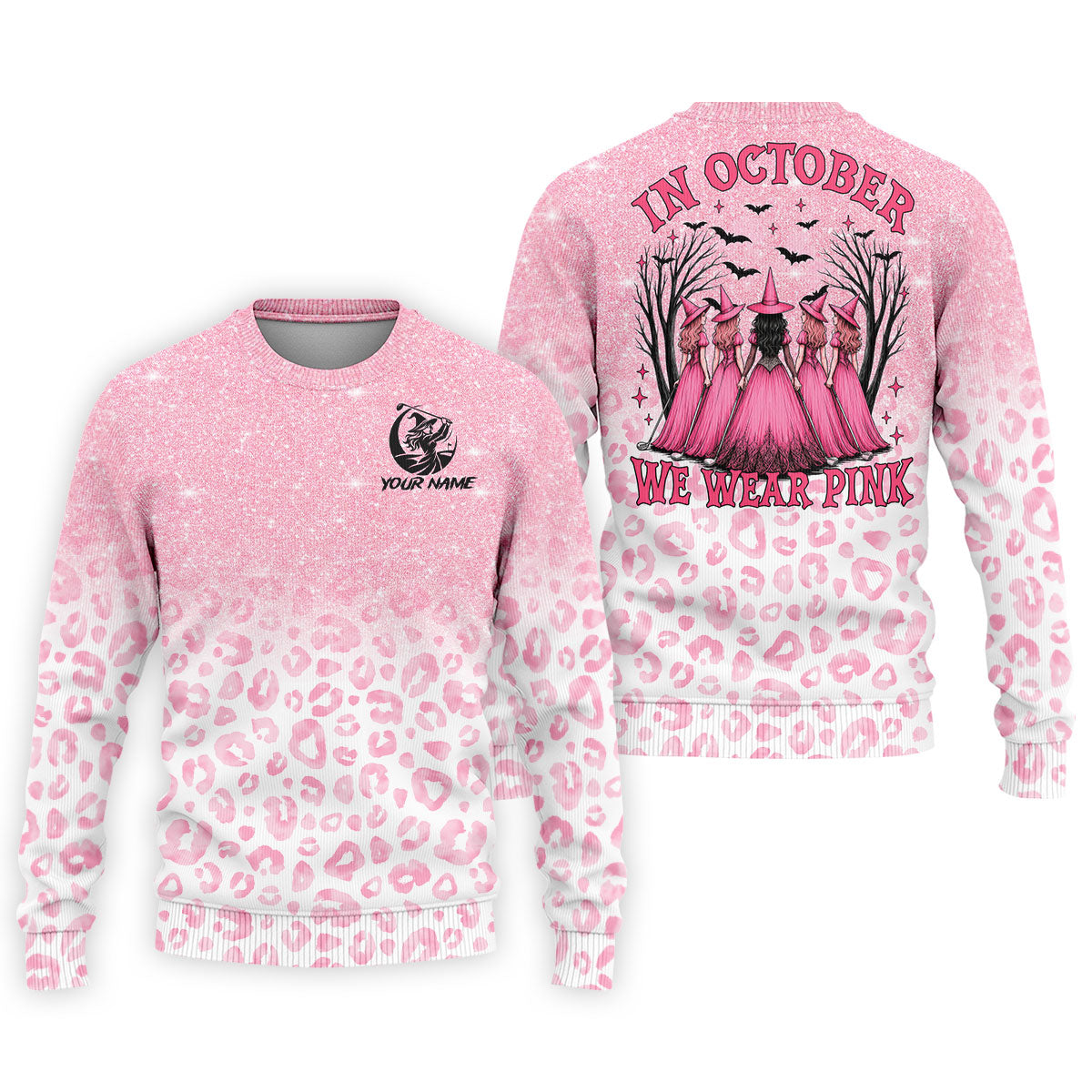 Custom Name In October We Wear Pink Halloween Golf Shirt, Men's Golf Shirt, Hawaiian Golf Shirt