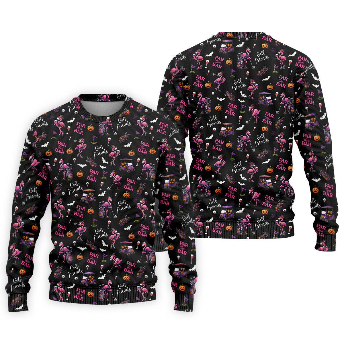 Black Par Then Bar Flamingo Halloween Shirt, Men's Golf Shirt, Hawaiian Golf Shirt