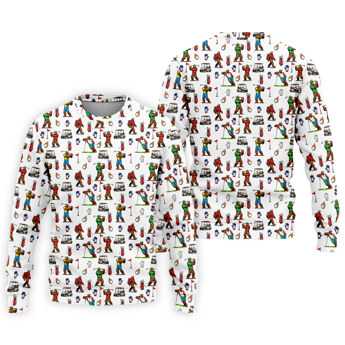 Bigfoot Golfer Pattern Men's Golf Shirt, Golf Polo Shirts For Men, Mens Golf Apparel