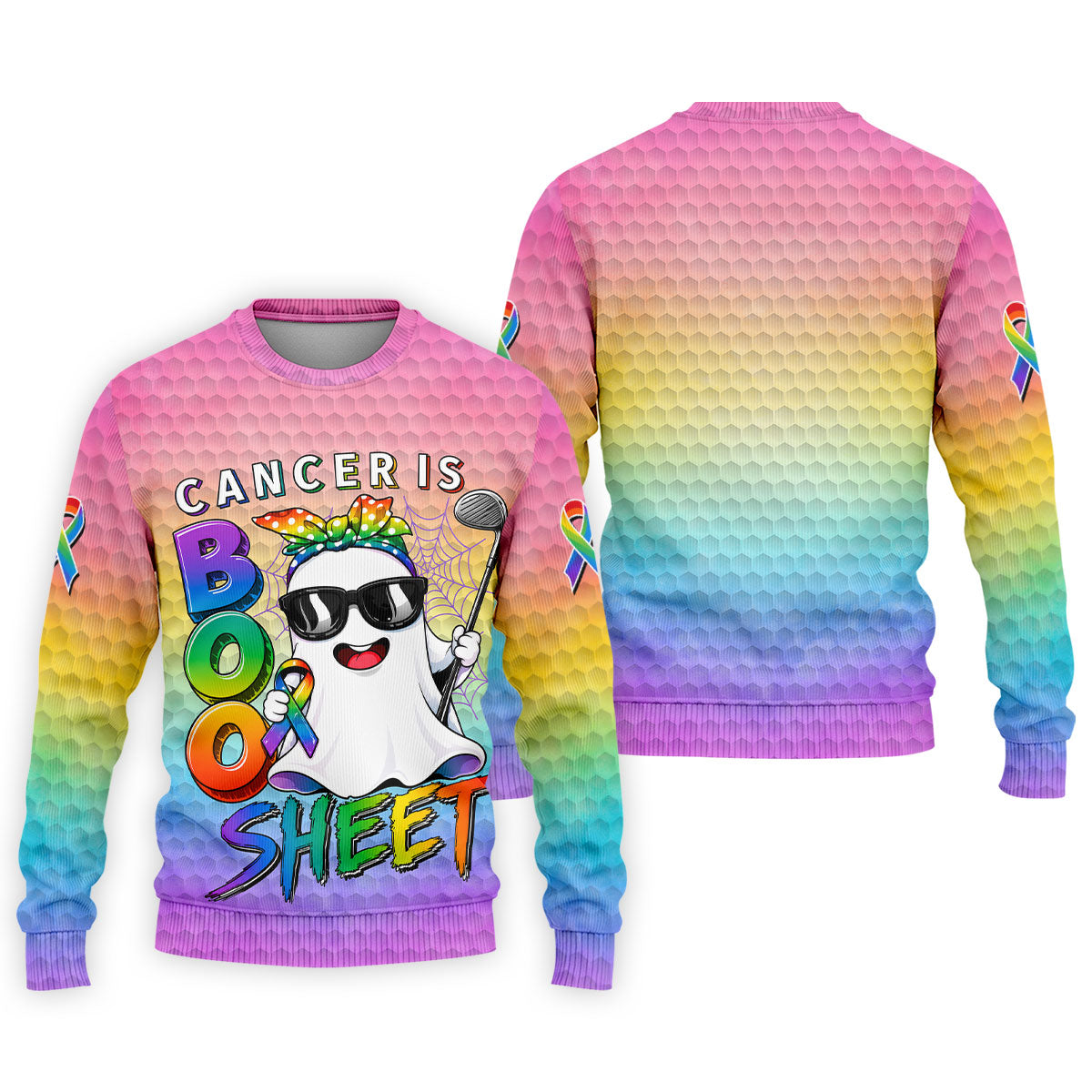 Cancer Is Boo Sheet Ghost Golf Polo Shirt, Golf Shirts For Men, Mens Golf Shirts