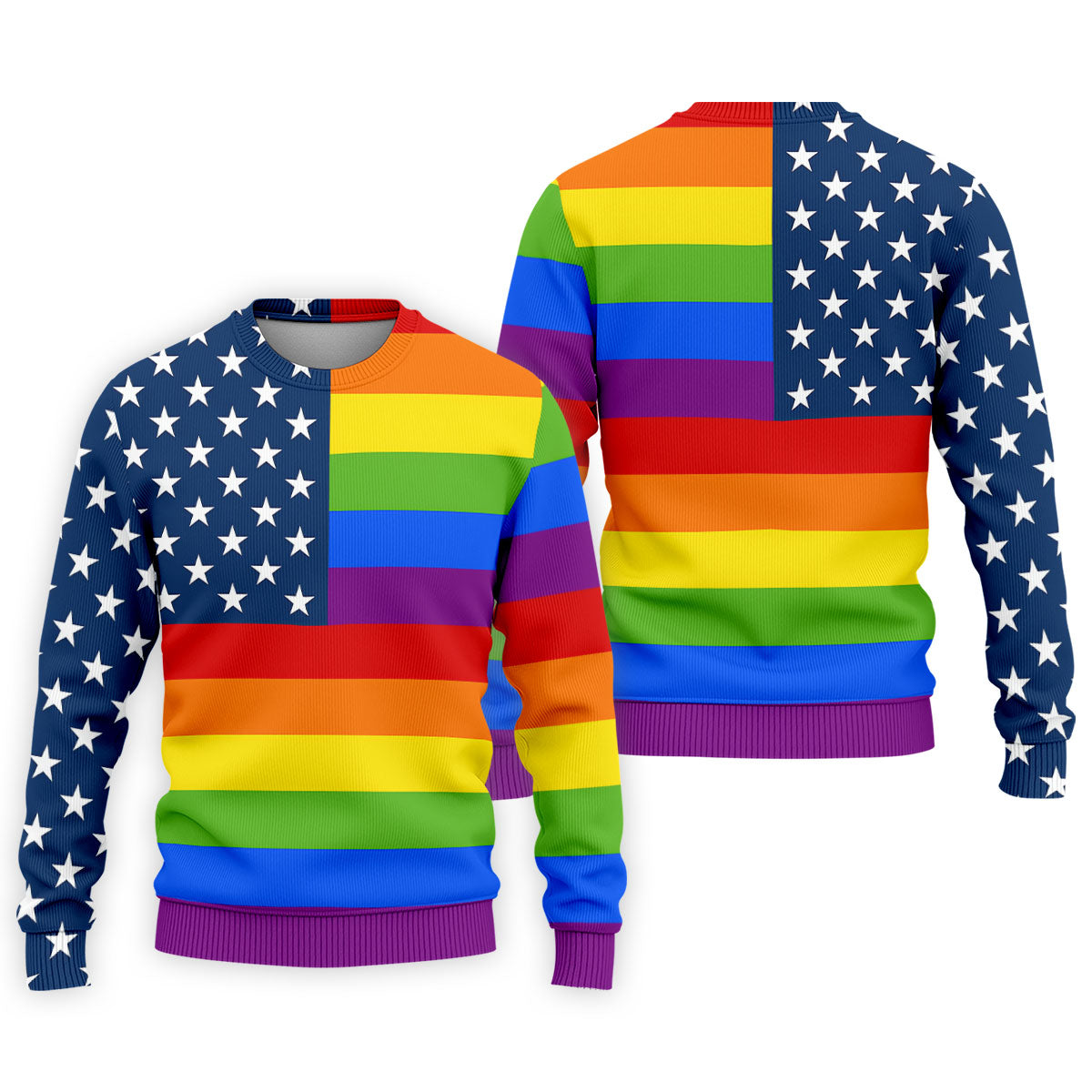 Gay Pride American Flag Golf Tops For Men, Pride Month Golf Shirts For Men