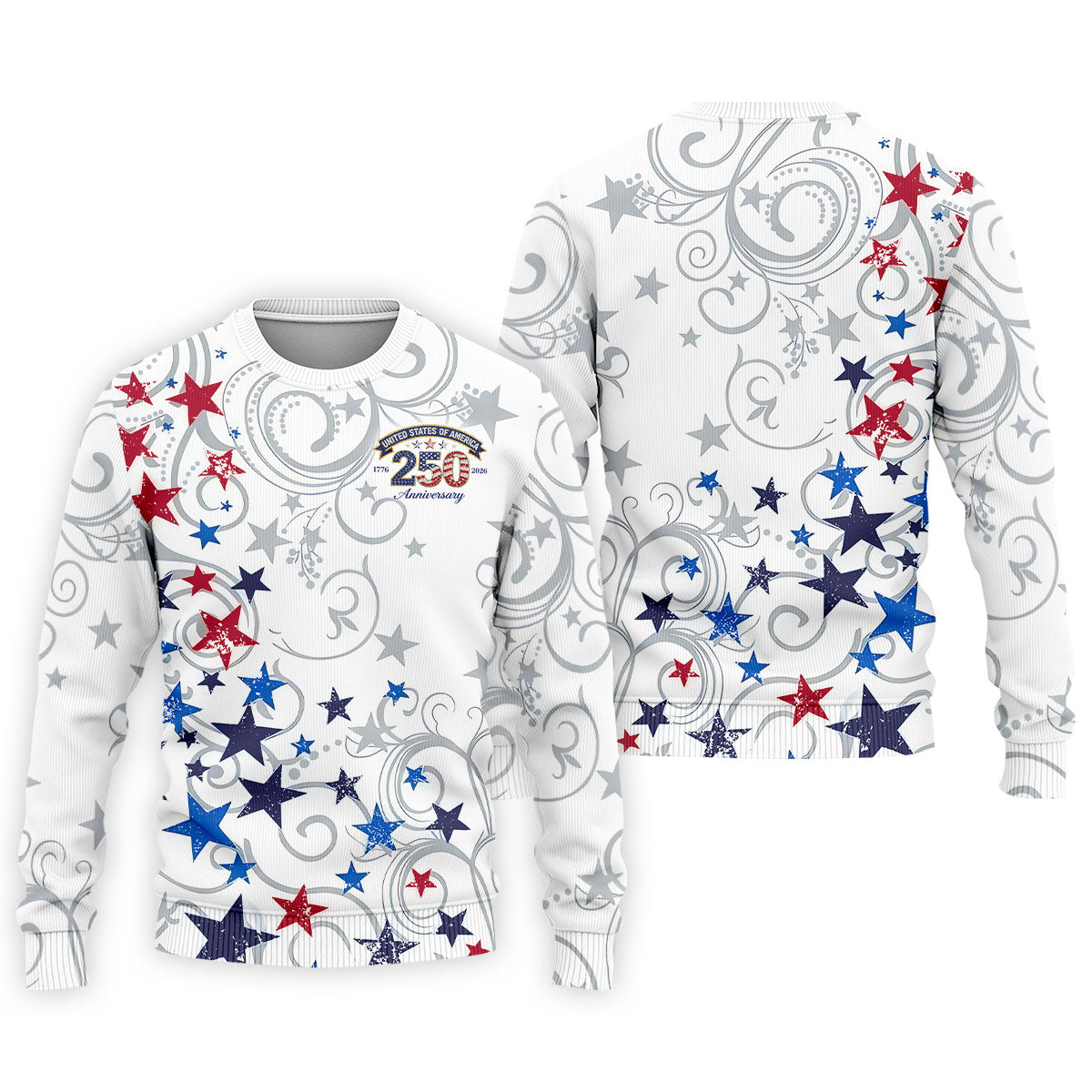 United States Of America 250 Anniversary Patriotic 4th Of July Golf Shirt, Red Blue Stars Golf Shirts For Men