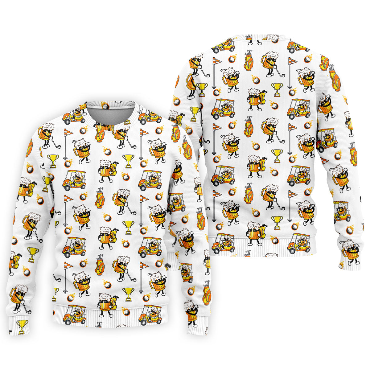 Funny Beer Mug Golfer Pattern Golf Polo Shirt, Mens Golf Polo, Golf Apparel For Men