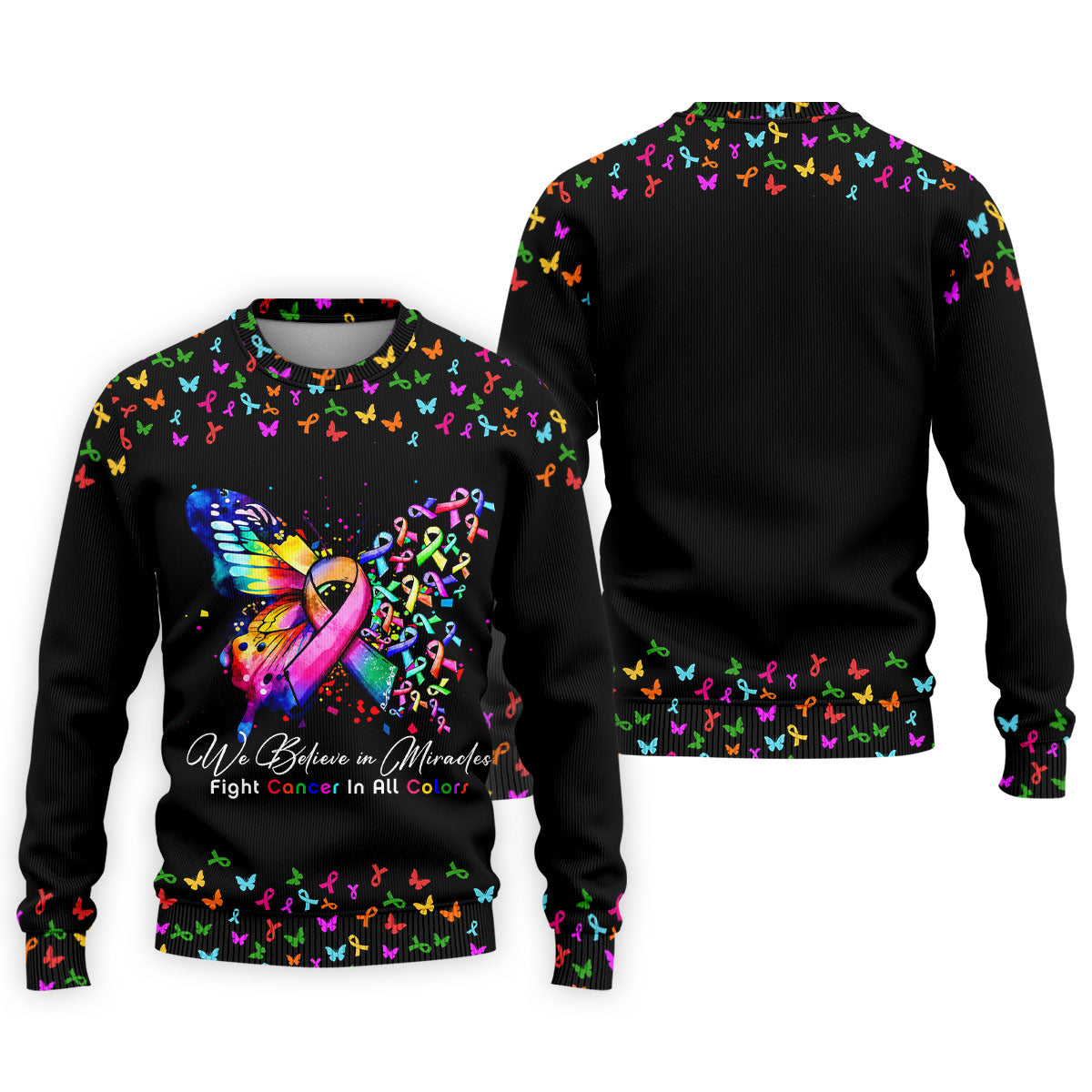 We Believe In Miracles Butterfly Breast Cancer Shirt, Mens Golf Polo, Printed Golf Shirts