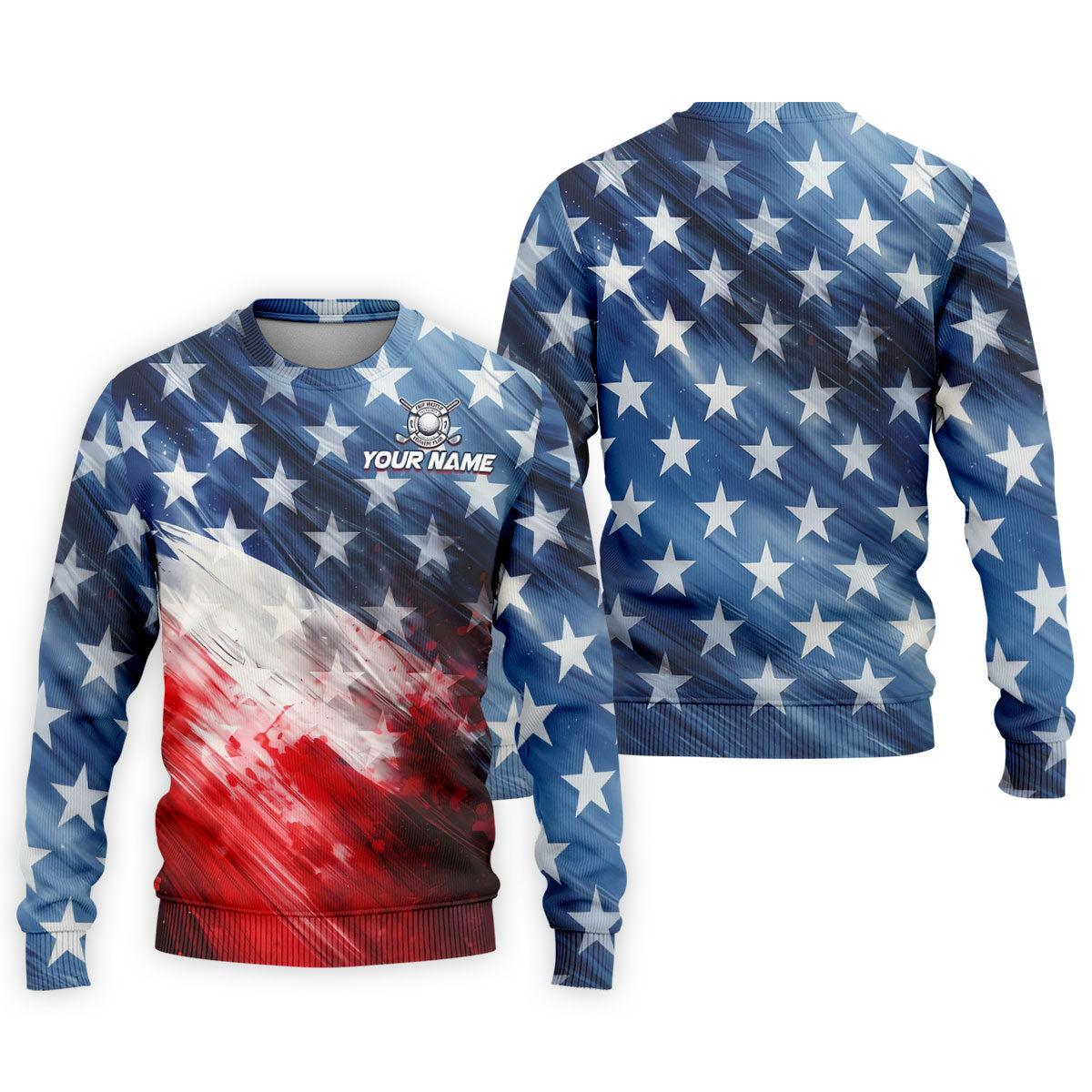 Red White Blue Gradient Art 4th Of July Patriotic Golf Shirt, 250 Years Golf Shirts For Men